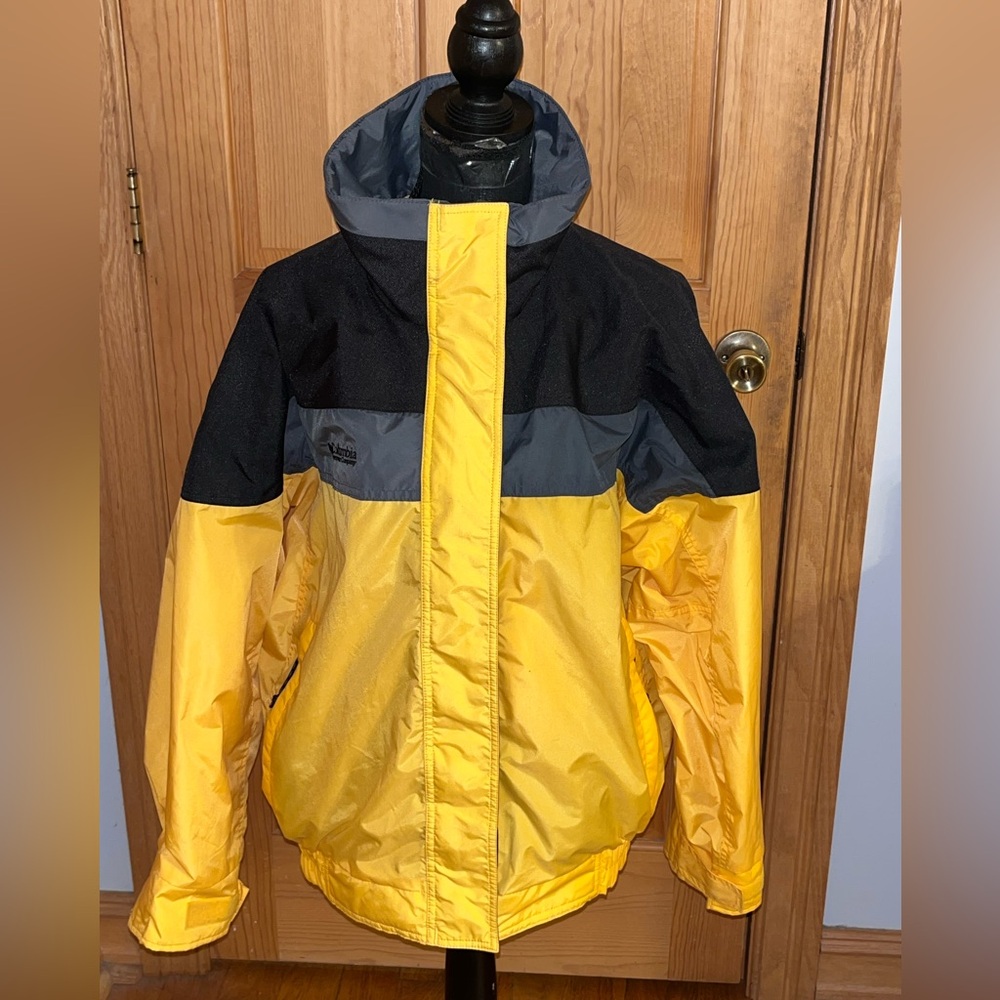 Columbia Bugaboo Womens M 3-in-1 Jacket Yellow Gray Black Vintage Zip Out Fleece